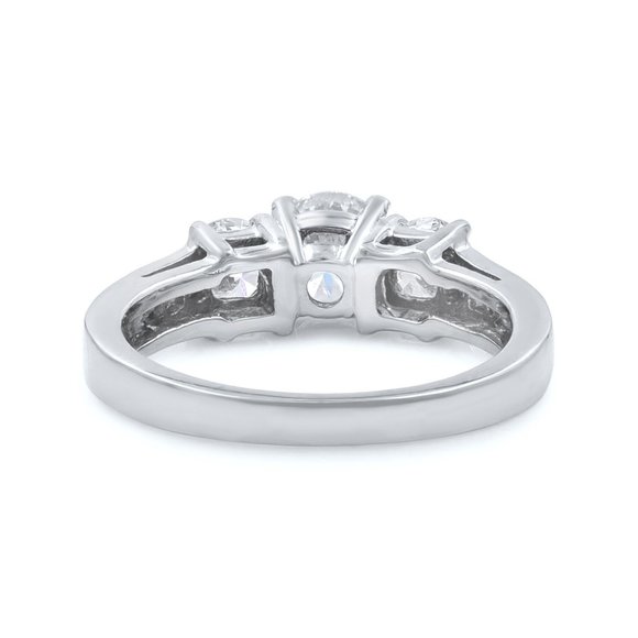 Rachel Koen Three Stone Round Diamond Ladies Ring 14k White Gold 1.48Cttw Size 7 - Picture 3 of 6